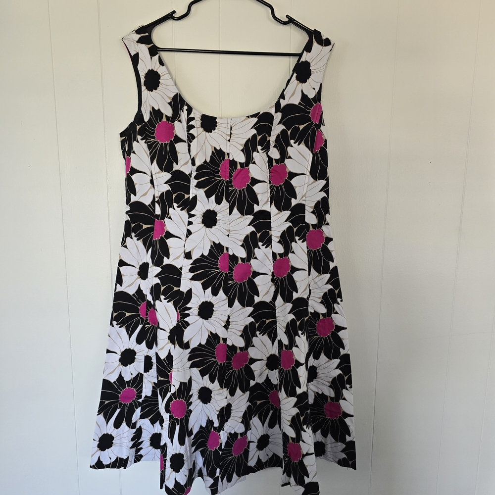 Nine West Floral Mini Dress in Black, White, and Pink